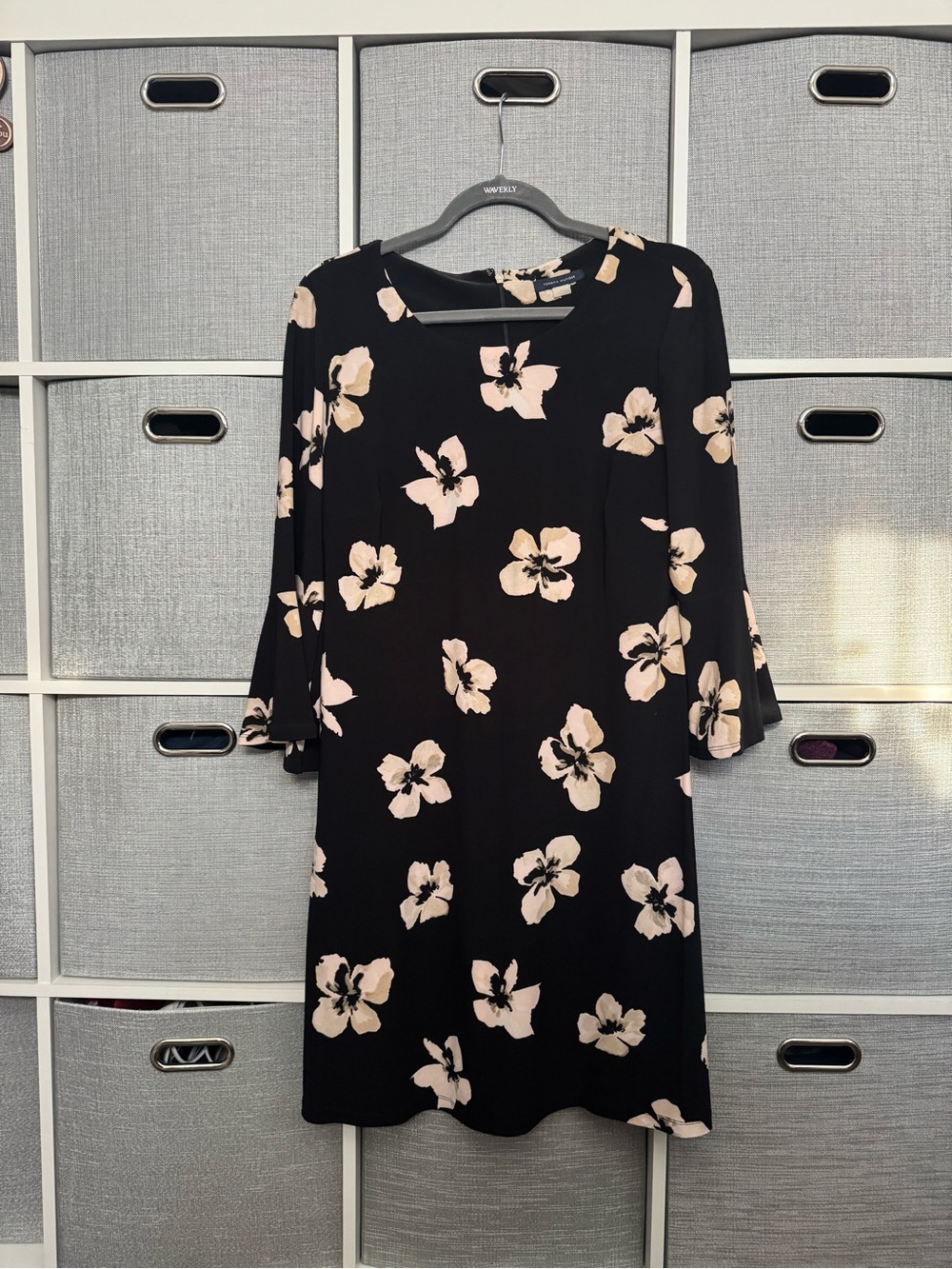 Tommy Hilfiger Black Shift Dress with Pale Pink Floral Print